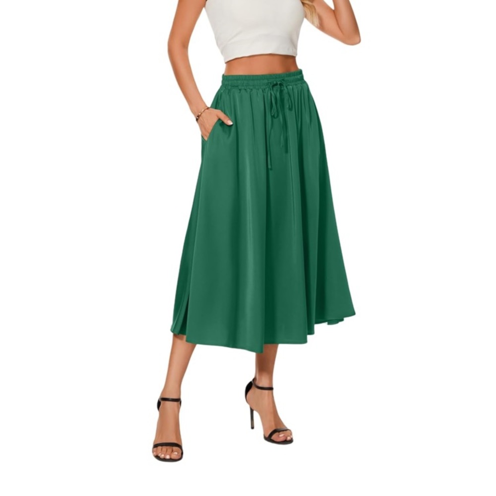 Chic Forest Green Midi Skirt